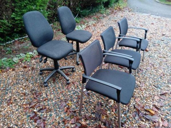 Image 1 of 3 office chairs and 2 swivel chairs