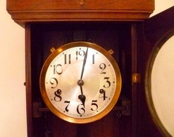 Image 7 of Antique Oak Wall Clock Westminster Belper workingRestoration