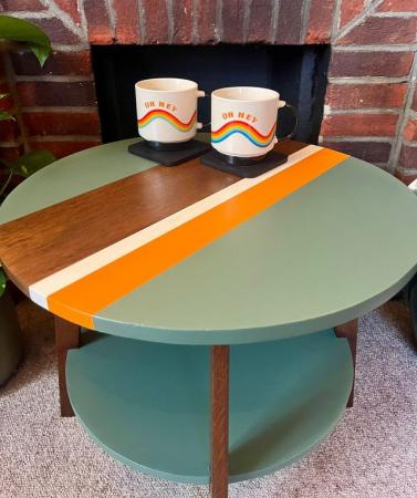 Image 2 of Circular Wooden Table - Retro Style