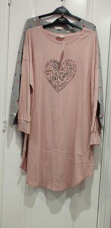 Image 1 of Two Marks and Spencer Nightdresses Pink & Grey Cotton 14