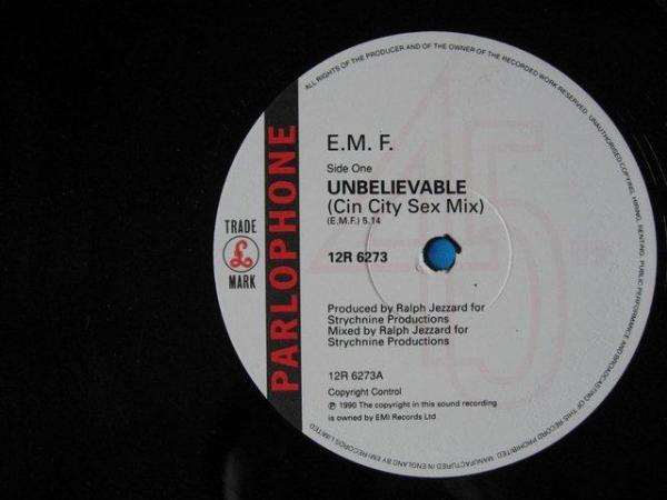 Image 3 of EMF Unbelievable 12” Vinyl Record– Parlophone 12R 6273