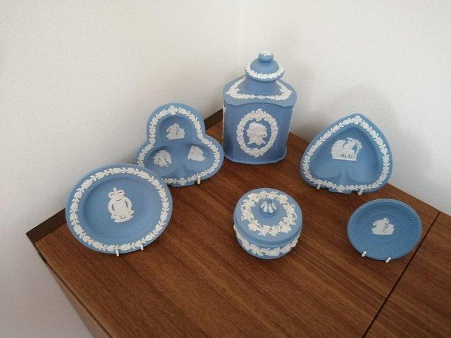 Preview of the first image of Wedgewood blue Jasperware (6 items).