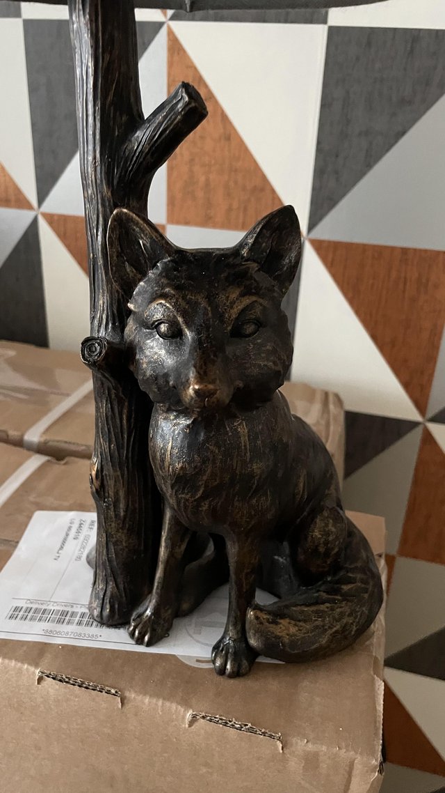 Preview of the first image of Bronze and grey shade Fox Lamp - Excellent condition.