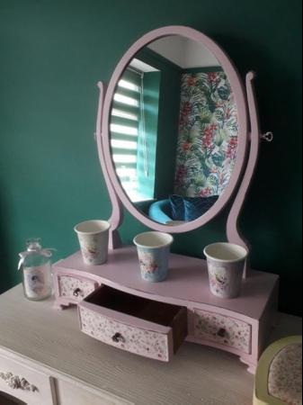 Image 2 of Ladies Dressing table mirror. 3 drawer Edwardian era. Waxed.