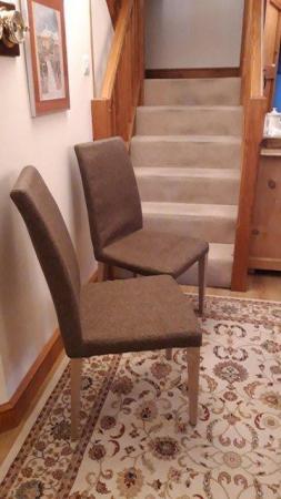 Image 3 of Dining Chairs one pair upholstered in light brown