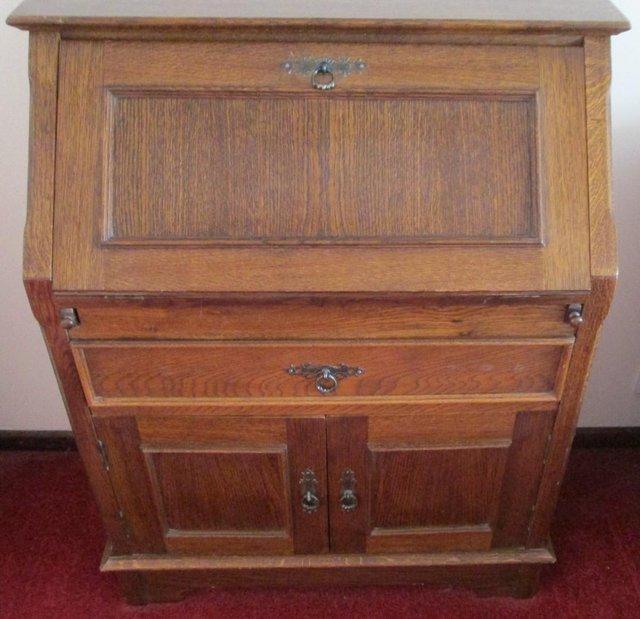 Preview of the first image of ANTIQUE DARK WOOD BUREAU/DESK, GOOD CONDITION, DOWNSIZING.