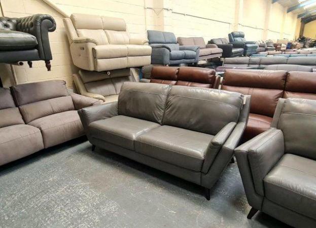 Image 9 of Ex-display Fellini grey leather 3+2 seater sofas