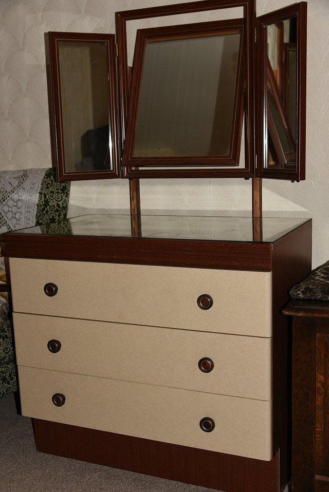 Preview of the first image of Three mirror glass topped dressing table.