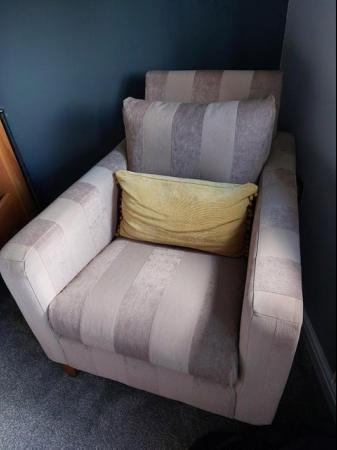 Image 1 of Next Beige Striped Armchair