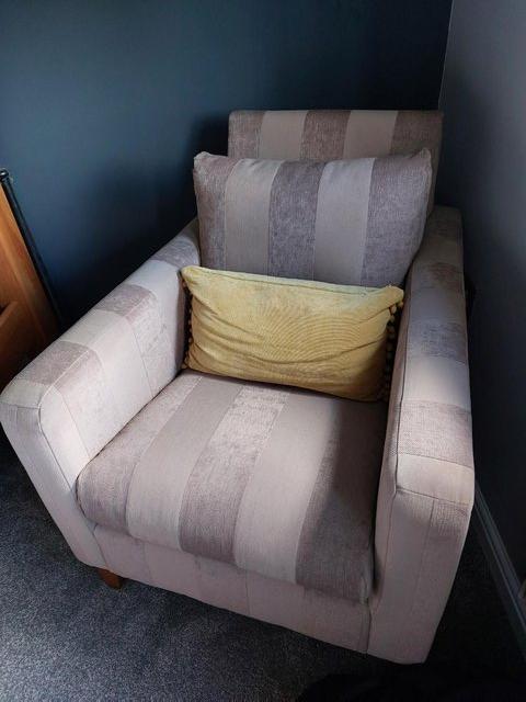 Preview of the first image of Next Beige Striped Armchair.