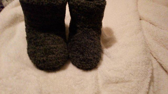 Preview of the first image of Slippers - Charcoal grey Borg fleece.