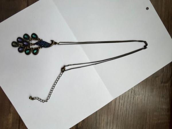 Image 2 of Long Peacock pendant necklace