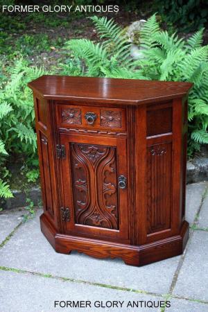 Image 87 of OLD CHARM TUDOR OAK CANTED HALL TABLE CABINET CUPBOARD STAND