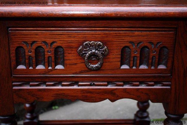 Image 55 of AN OLD CHARM TUDOR BROWN CARVED OAK BEDSIDE PHONE LAMP TABLE