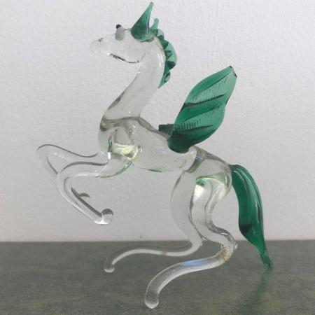 Image 2 of Vintage handmade glass Pegasus, winged horse-damage/repair..