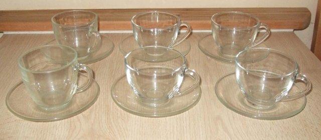 Image 3 of 6 small lightweight Pyrex Cups & Saucers