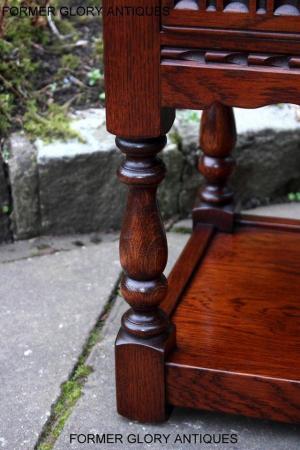 Image 38 of AN OLD CHARM TUDOR BROWN CARVED OAK BEDSIDE PHONE LAMP TABLE