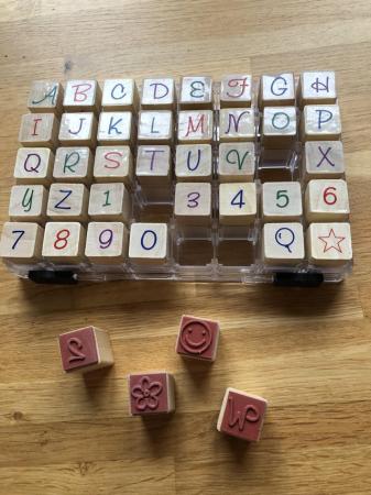 Image 2 of Alphabet wooden stamp set containing 40 stamps