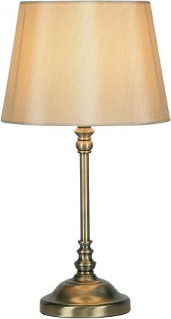 Image 3 of Antique Brass Finish Table Lamp with Cream Shade