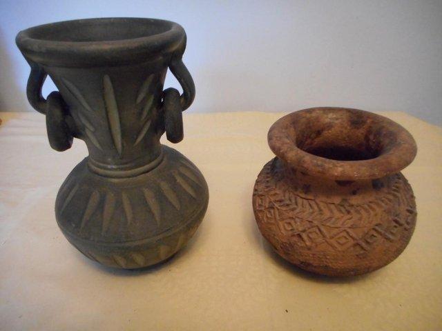 Preview of the first image of TWO LOVELY HAND THROWN POTTERY POTS.