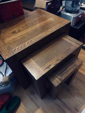Image 2 of Wooden 10 draw desk, 5 draw chest & nest of tables