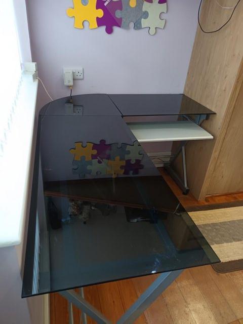 Preview of the first image of Glass Topped Corner Desk.