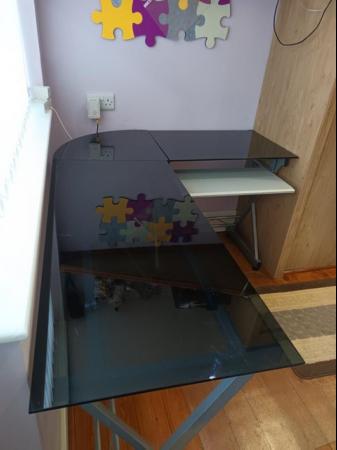 Image 1 of Glass Topped Corner Desk
