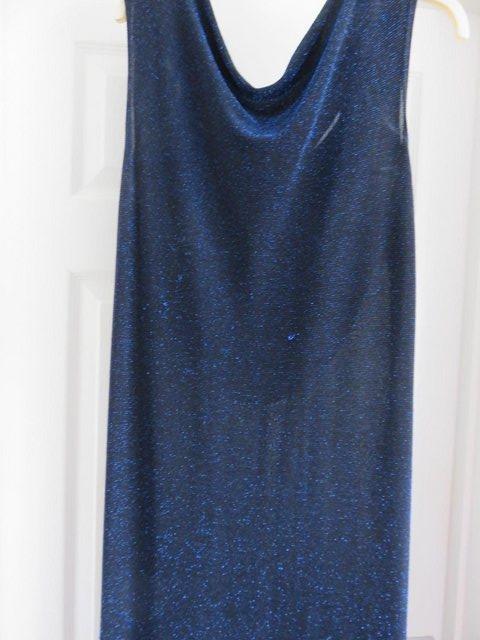 Preview of the first image of Blue sparkle full length dress in size 14.