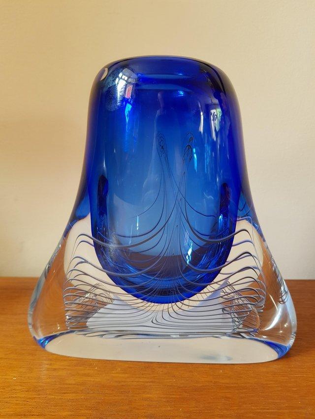 Preview of the first image of Vintage hand blown polish art glass vase adam jablonski.