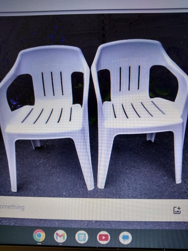 Preview of the first image of A Pair Of White Garden/Patio Chairs.