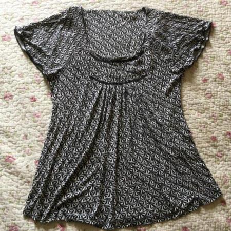 Image 1 of Size 12 NEXT Black & White Smock Top, Butterfly Sleeves.