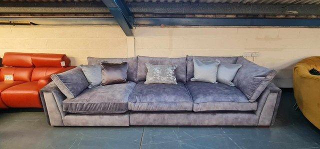 Image 4 of Emperor in Lucerne Silver mix fabric large 4 seater sofa
