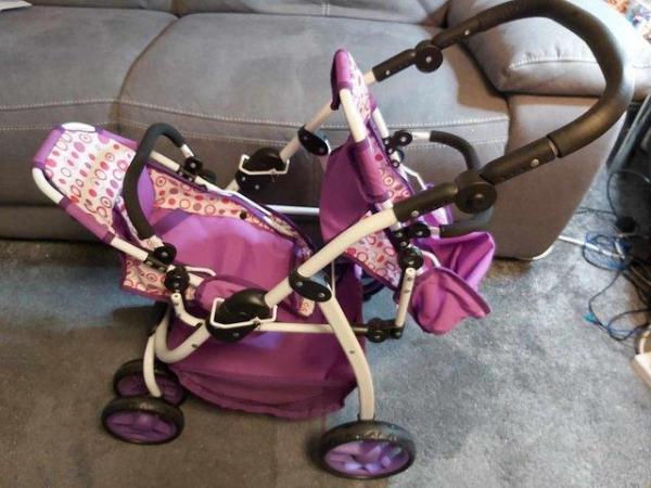 Image 2 of Doll's Double Buggy In Purple