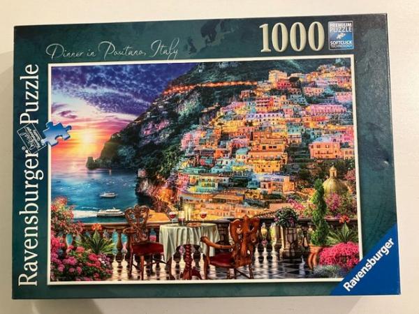 Image 3 of Ravensburger 1000 piece titled Dinner in Positano Italy