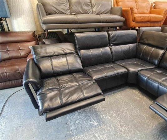 Image 10 of Packham black leather electric recliner corner sofa