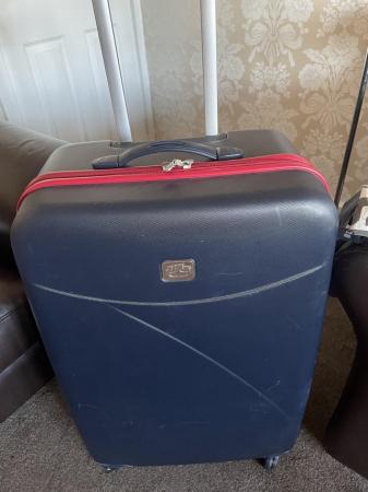 Image 1 of Suitcase no fear navy blue with red zip
