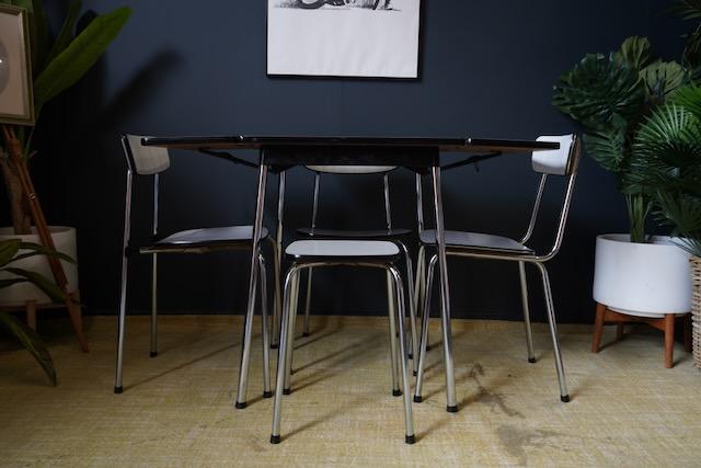 Image 10 of Mid C. Belgium TAVO Dining Set Chairs / Stool 1950s Formica