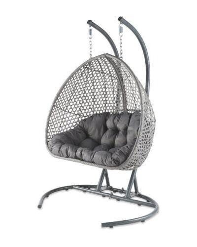 Preview of the first image of Egg Chair Double Swing in Grey - New in Box.
