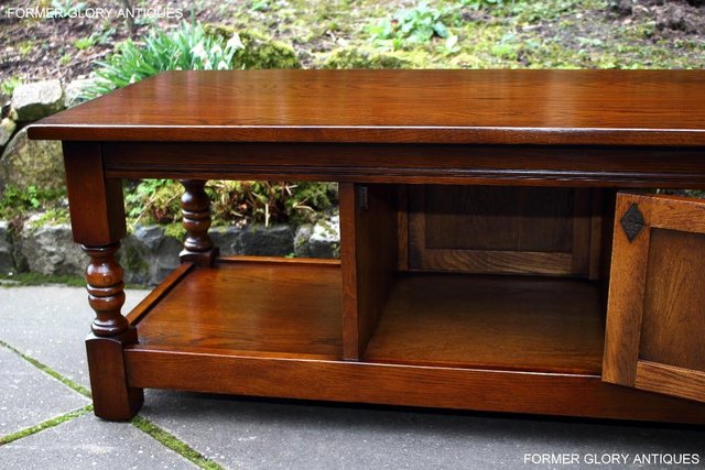 Image 55 of OLD CHARM LIGHT OAK LONG WINE COFFEE TABLE CABINET TV STAND