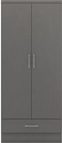 Preview of the first image of NEVADA 2 DOOR 1 DRAWER  WARDROBE IN GREY EFFECT £200.