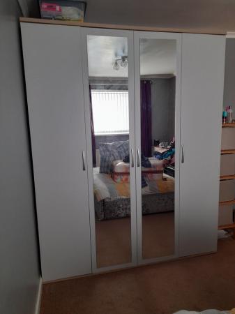 Image 2 of Light gray 4 door wardrobe