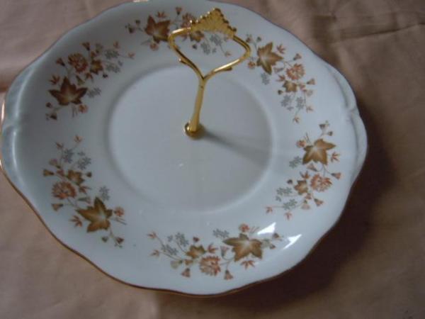 Image 1 of Cake Stand Colclough Autumn Brown Leaves Vintage Tea Party