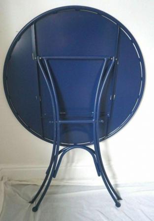 Image 3 of Folding Metal Table Round Circular Shabby Chic In Blue