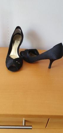 Image 3 of Ladies black heeled evening shoes. Size 6.5