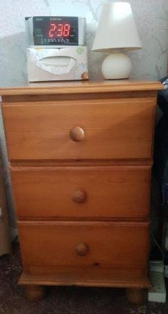 Image 3 of Solid wood Ottoman & slim chest of drawers on bun feet - ME5