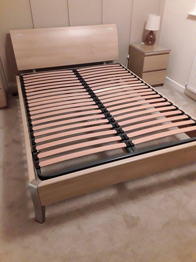 Preview of the first image of OAK DOUBLE BED WITH HEADBOARD.