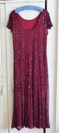 Image 2 of AS NEW DESIGNED BURGUNDY FULLY SEQUINNED EVENING GOWN