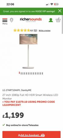 Image 2 of LG 27” 1080p Full HD HDR Smart Wireless LED Monitor / TV