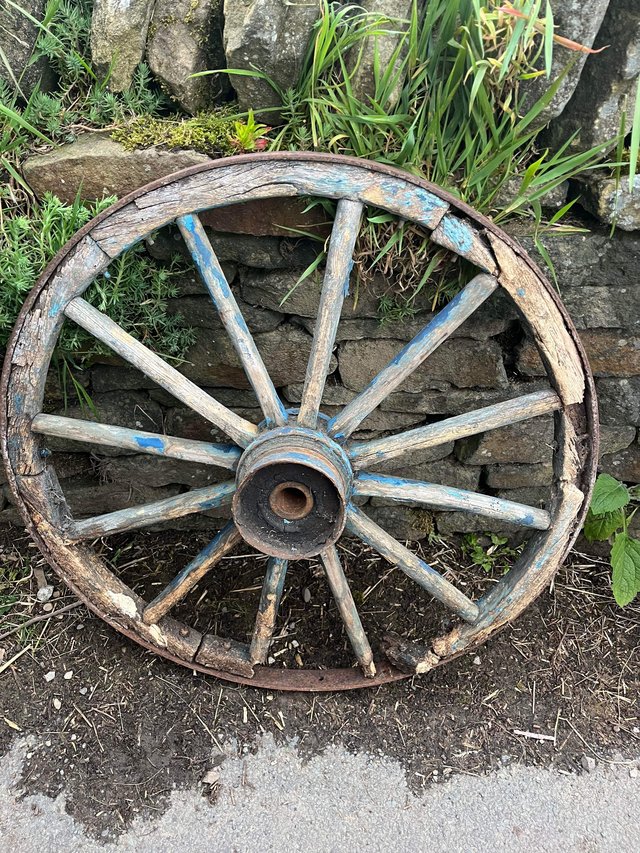 Preview of the first image of Original wood / steel cart wheels.