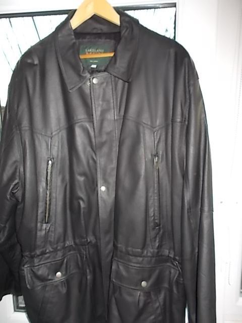 Preview of the first image of Lakeland real leather black 3/4 length jacket/coat size 44.